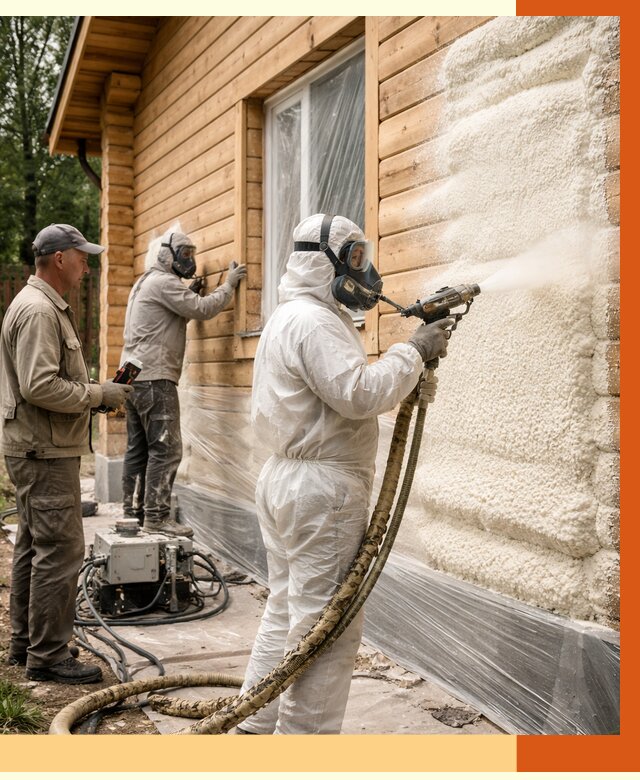 Утепление дома из бруса ППУ в Шадринске от 3981 руб/м2 под ключ | ТепломастерШдр