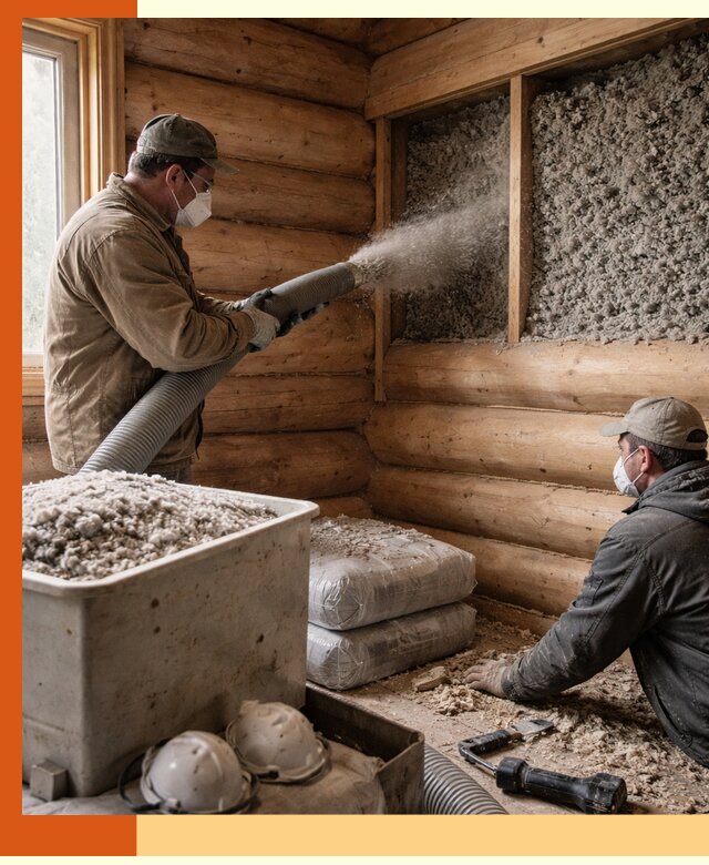 Утепление дома из бруса эковатой в Шадринске