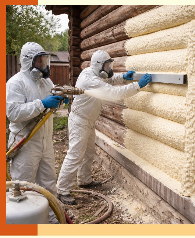 Утепление бревенчатого дома ППУ в Шадринске эффективной изоляцией