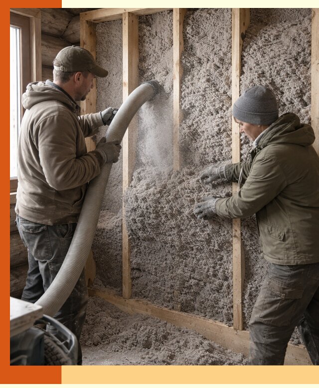 Утепление бревенчатого дома эковатой в Шадринске