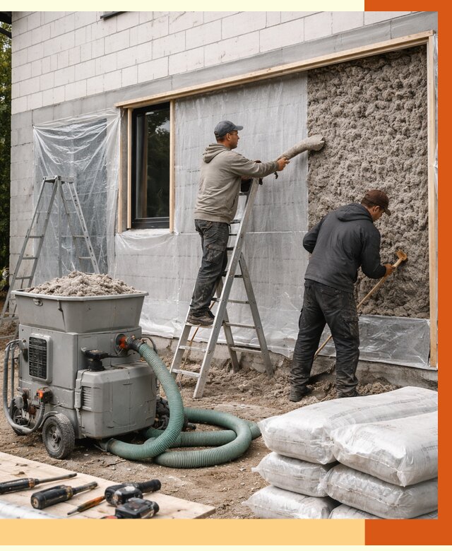 Утепление дома из газобетона эковатой в Шадринске от 4653 руб./м2 | ТепломастерШдр