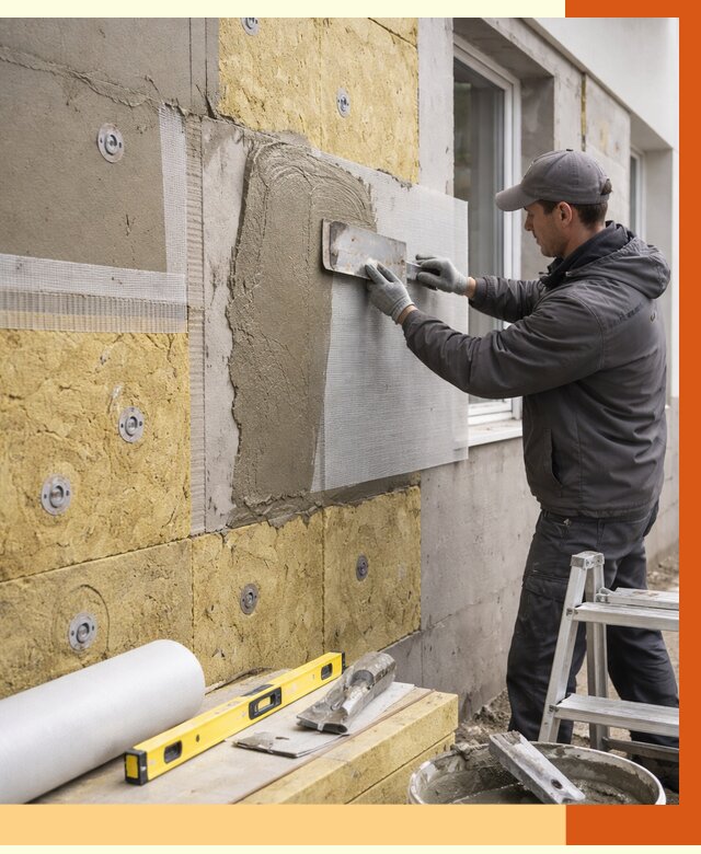 Утепление фасада под штукатурку в Шадринске от 4343 руб/м2 — монтаж пенопластом и минватой | ТепломастерШдр