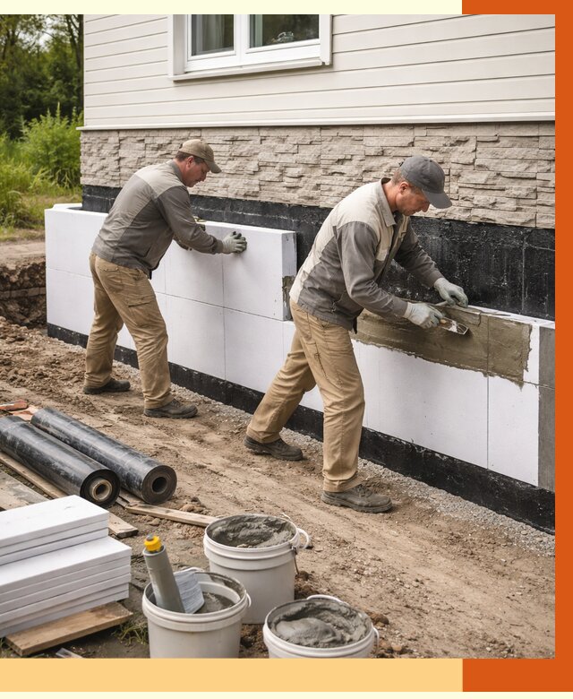 Утепление фундамента снаружи в Шадринске от 4343 руб. за м² | ТепломастерШдр