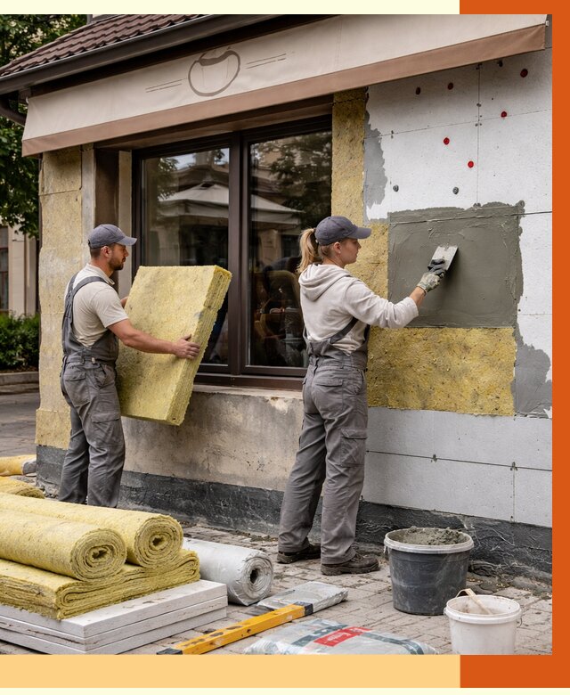 Утепление кафе в Шадринске от 4343 руб/м2 — комплексно под ключ | ТепломастерШдр