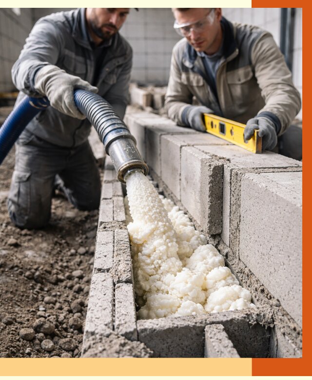 Заполнение колодцевой кладки ППУ в Шадринске от 4343 руб. за м2 | ТепломастерШдр