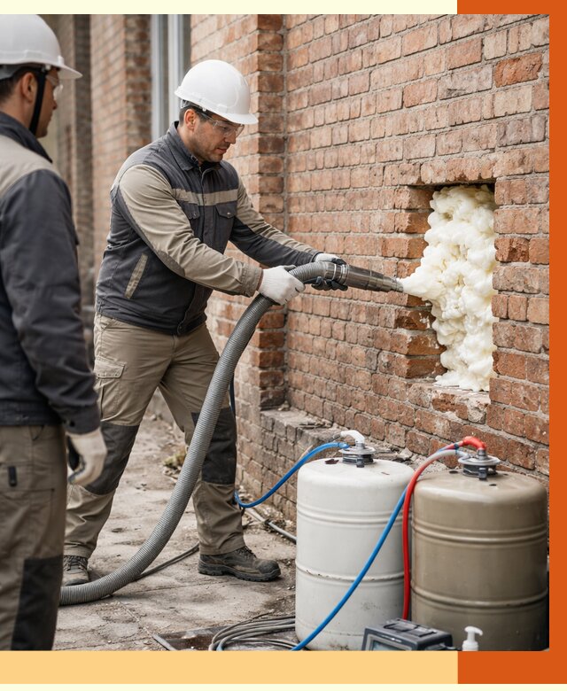 Заливка ППУ в пустоты кирпичной стены в Шадринске от 2844 руб. | ТепломастерШдр