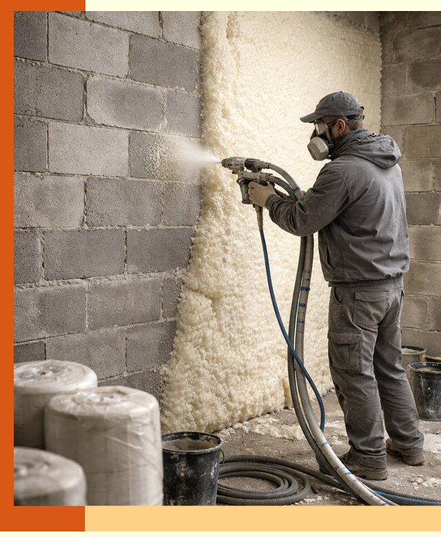 Утепление блочной стены ППУ в Шадринске качественно и надёжно