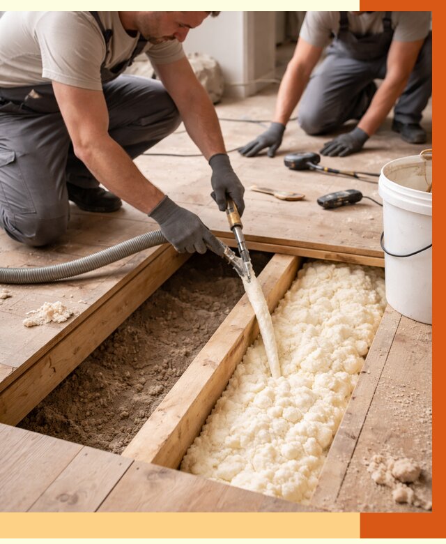 Заполнение пустот пола в Шадринске от 2792 руб. — утепление пустот пола под ключ | ТепломастерШдр