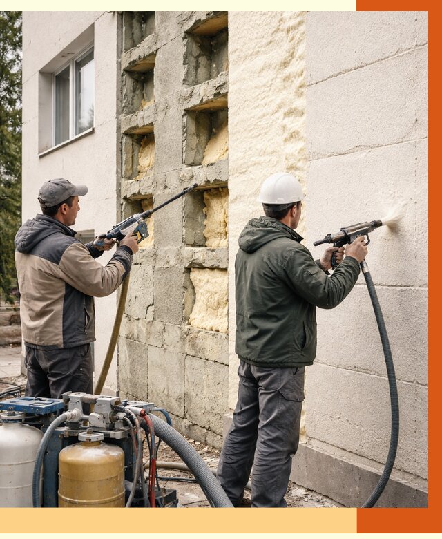 Заполнение пустот фасада в Шадринске от 4653 руб. — утепление пустот облицовки | ТепломастерШдр