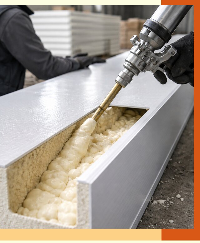 Заполнение пустот холодильных панелей в Шадринске от 7756 руб. | ТепломастерШдр