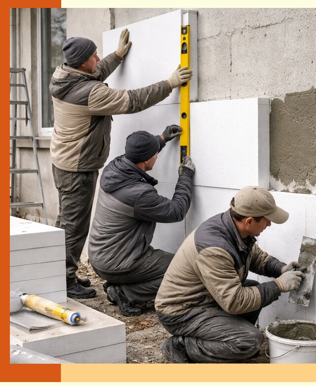 Утепление пенопластом наружных стен и фасадов в Шадринске