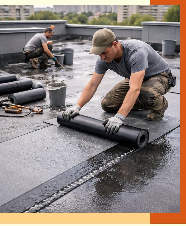 Гидроизоляция плоской кровли в Шадринске от 4653 руб./м2 — профессионально | ТепломастерШдр
