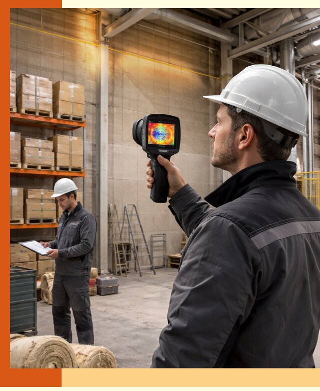 Тепловизионное обследование склада и выявление утечек в Шадринске