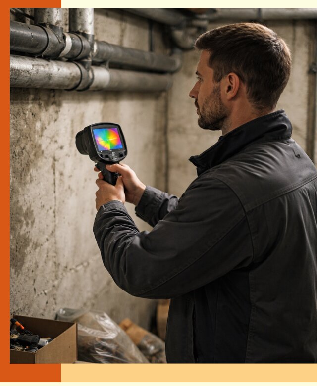 Тепловизионное обследование подвала в Шадринске для поиска утечек тепла
