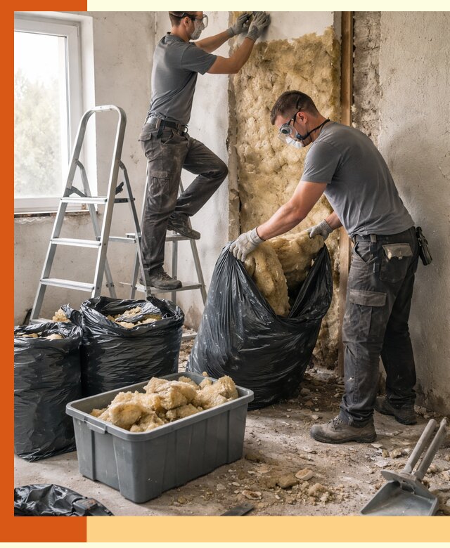 Демонтаж старого утеплителя и вывоз отходов в Шадринске