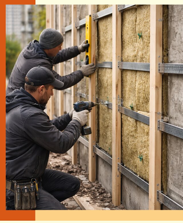 Монтаж обрешетки под утепление зданий и квартир в Шадринске